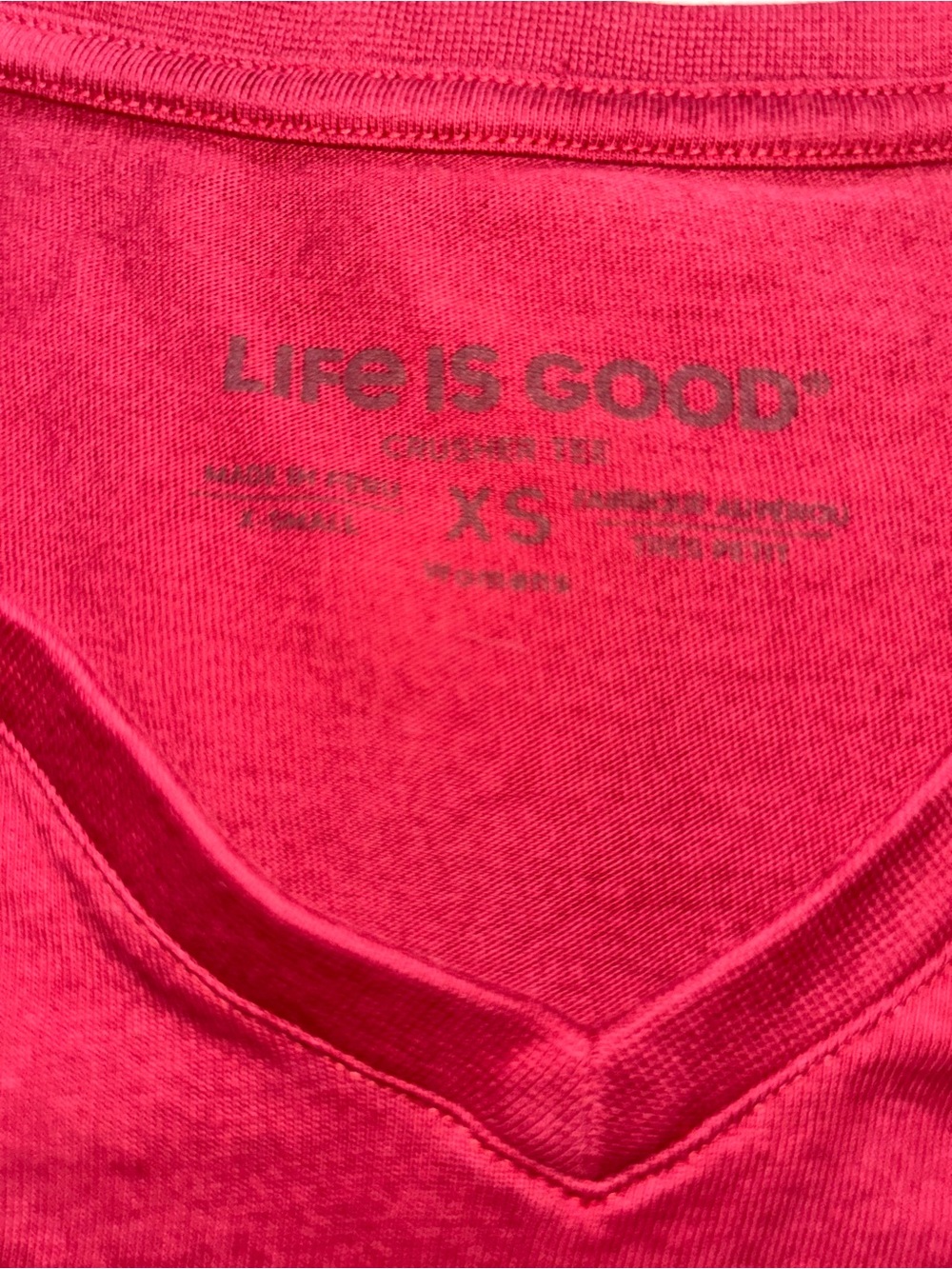 Life Is Good “Log On” Crusher camping long sleeve dark red V-neck shirt. Size XS - Picture 4 of 5